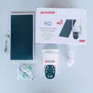 Skyvision 4mp 4G Intelligent Solar Energy Alert PTZ Mini Outdoor Camera With Auto Tracking (Sim Enabled) (UBox APP) (White)